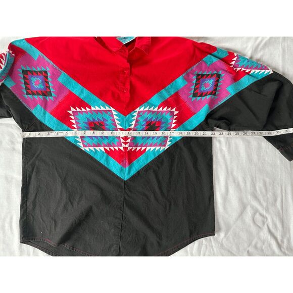 Southwest Canyon Western/Aztec Style Long Sleeve Pullover Shirt, Size L, Cotton - Picture 7 of 10